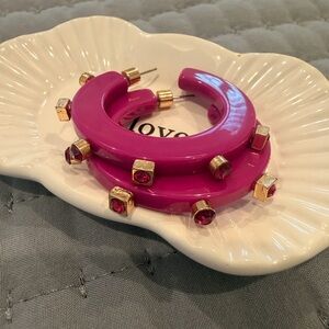 Pink and Gold Studded Hoop Earrings